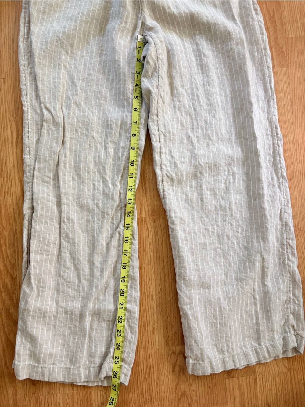 Women’s Lightweight Pinstripe Linen Blend Pants - Natural - Picture 2 of 6